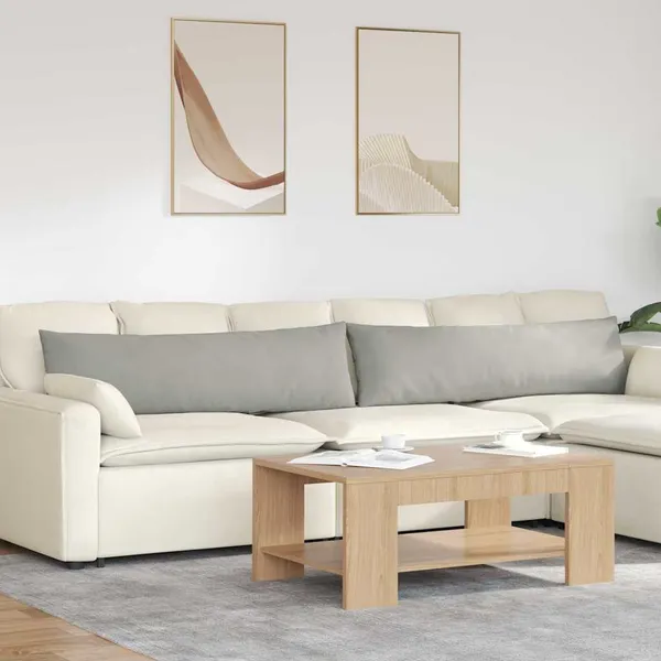Travesseiros de Sofá 2 pcs Cinzento-claro 145 x 40 cm tecido