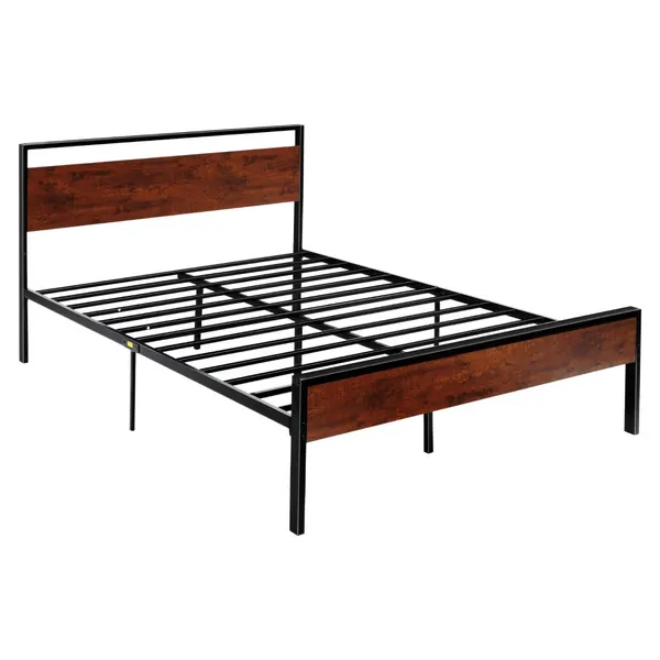 Cama queen metal 35cm, cabeceira madeira