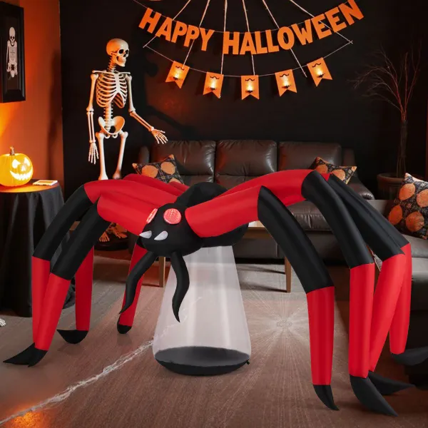 Aranha Insuflável Gigante Halloween com Luzes LED Impermeável 313 cm