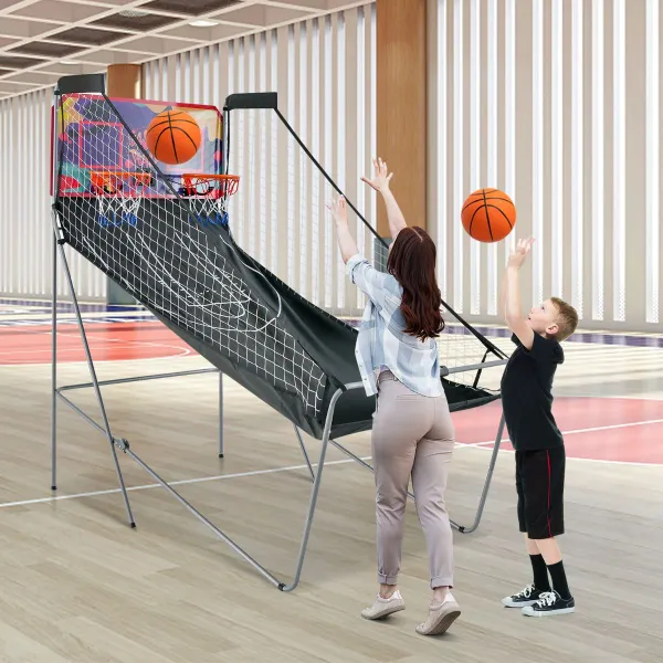 Macchina Basket Pieghevole 8 Giochi Contatore Elettronico Canestro con Sensori