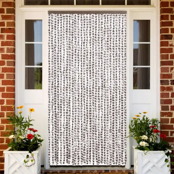 Cortina anti-insetos 118x220 cm chenille cinza acastanh./branco