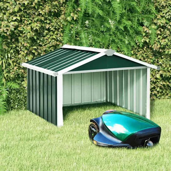 Abrigo para corta-relva 92x97x63 cm aço galvanizado verde
