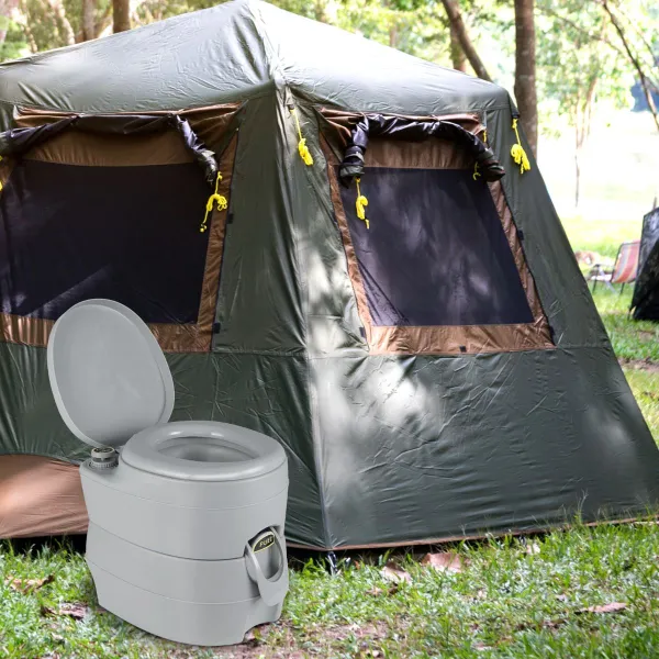 Toilette Portatile Compatta con Serbatoio Rimovibile 20 L Sedile Antitrafilamento Pompa di Scarico Campeggio