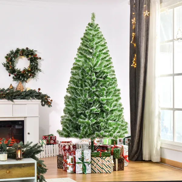 Árvore de Natal Artificial 210cm com 968 Ramos e Suporte de Metal Árvore de Natal para Decoração de Interior Sala de Estar Festas Ø100x210 cm Verde