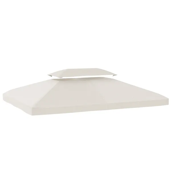 Teto de Substituição para Pérgula 4x3 m com Teto Duplo, 10 Orifícios de Drenagem e Proteção UV, APENAS Toldo de Substituição, Cor Creme