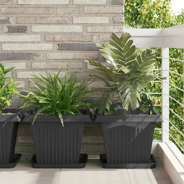 Vaso Quadrado para Flores 24 pcs Preto 43 x 43 x 33,5 cm