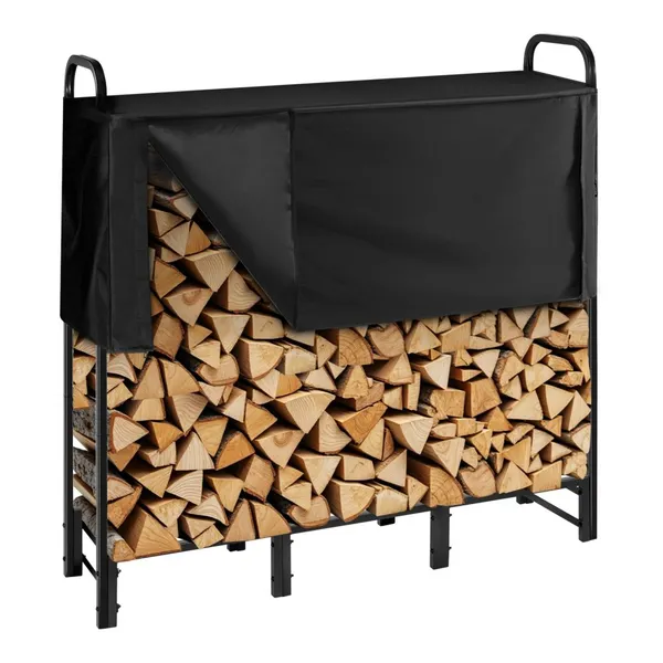 Estante lenha 1,22 m, capa impermeável, 400 lb capacidade