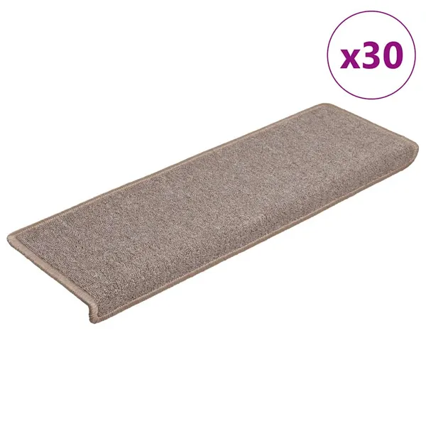 Tapetes de escada 30 peças 65x21x4 cm marrom claro com borda retangular