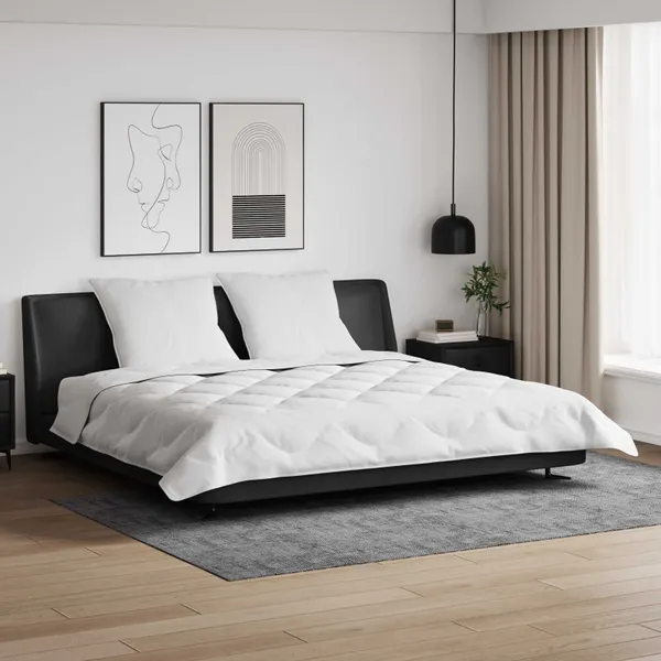 Duvet com Travesseiros 3 pcs Branco Microfibra e Penas de Ganso