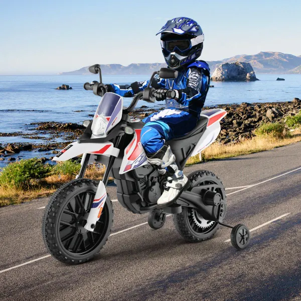 Motocicleta Eléctrica Infantil con Licencia Aprilia con 2 Ruedas de Entrenamiento Moto de Batería 12V para Niños de 3 a 8 Años