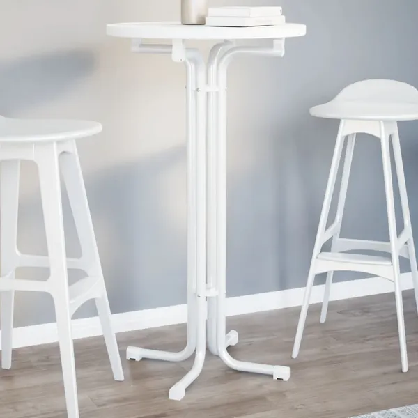 Mesa de bar Ø60x110 cm derivados de madeira e aço branco