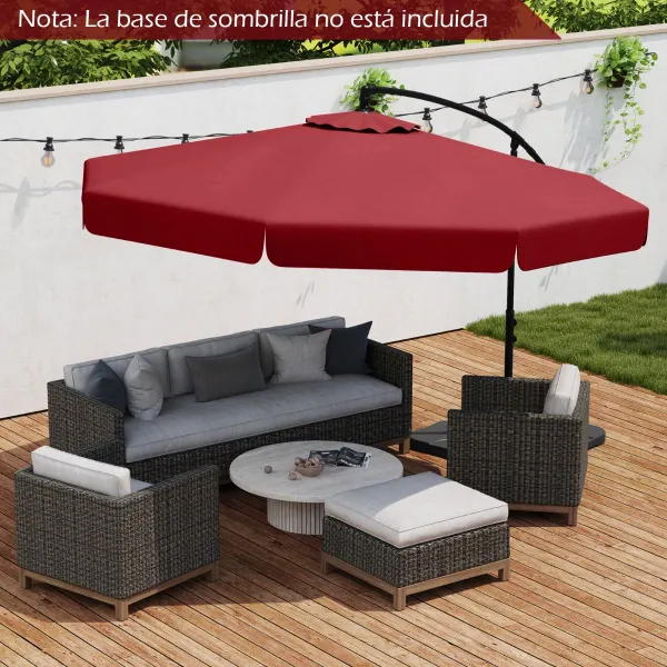 Guarda-sol Suspenso 305 cm com Inclinação Ajustável e Manivela 8 Varillas