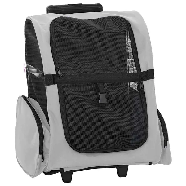 Carrinho para animais de estimação 3 em 1 Design Cinza 48x32x(57-106) cm Tecido Oxford