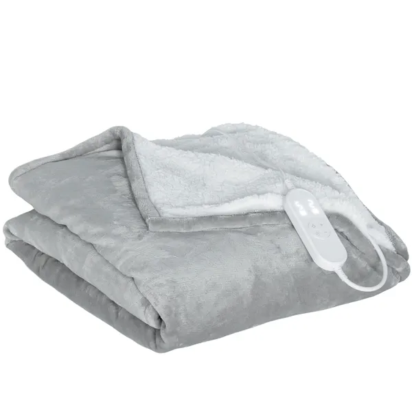Manta eléctrica 180x130 cm Manta Térmica Sofá con tela Suve 10 Niveles de temperatura Temporizador Lavable en la Máquina Protección contra sobrecalentamiento y Pantalla LED Cinzento