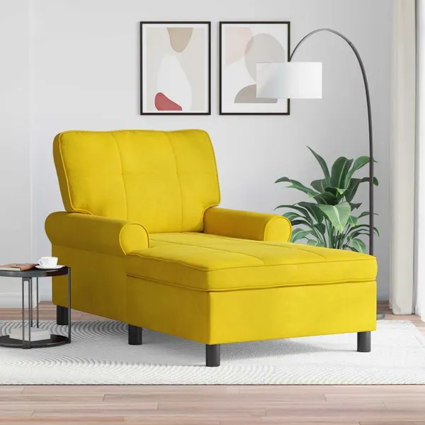Chaise Lounge com almofada Amarelo 91 x 157 x 91 cm Veludo