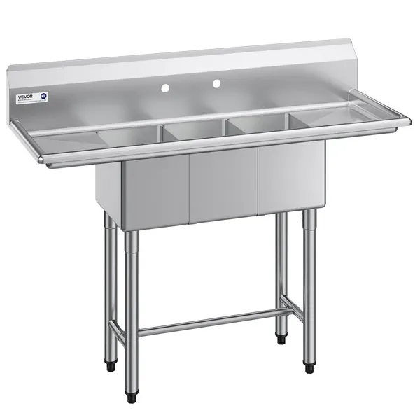 Pia 3 compartimentos aço inox 304, 254x356x254 mm, comercial