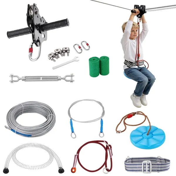 Kit tirolesa 36,6 m até 226,8 kg, aço inoxidável