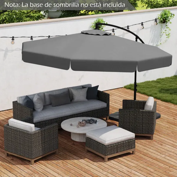 Parasol Déporté 305 cm avec Housse Protection Inclinaison Manivelle 8 Baleines