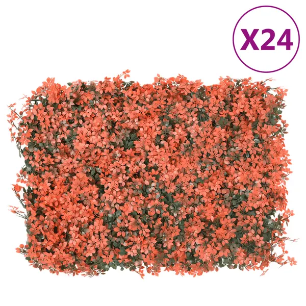  Vedação folhas ácer artificiais 24 pcs 40x60 cm vermelho-claro