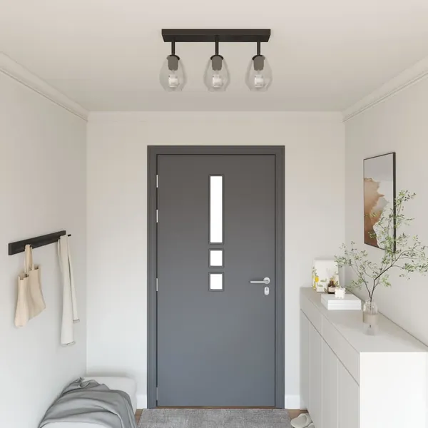 Foco de teto com holofotes Preto 54 x 13 x 26 cm Vidro e Metal