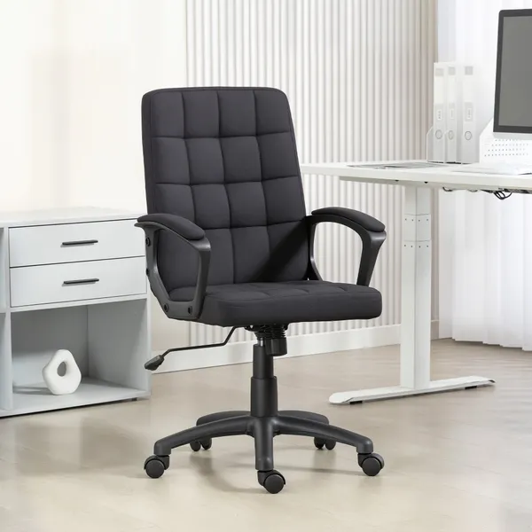 Cadeira de Escritório Cadeira de Escritório Giratória com Altura Ajustável e Apoio para os Braços Estilo Moderno Carga 120 kg para Estudio 59x63x96-105,5 cm Preto