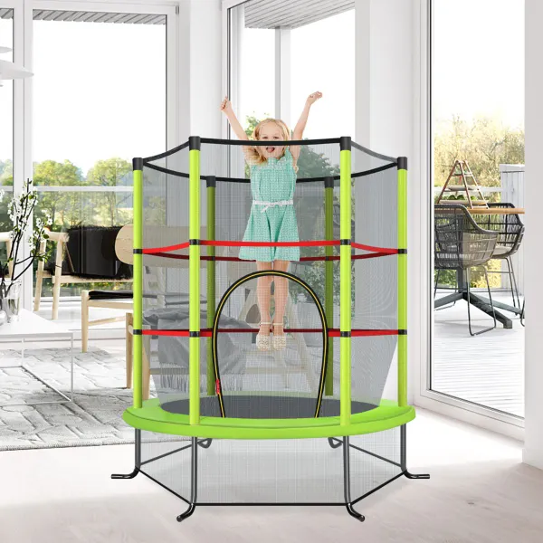 Trampolino per Bambini 165 cm con Rete di Sicurezza 360° e Cuscinetto Protettivo