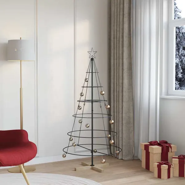 Árvore de Cone de Natal com suporte Preto 154 cm Aço