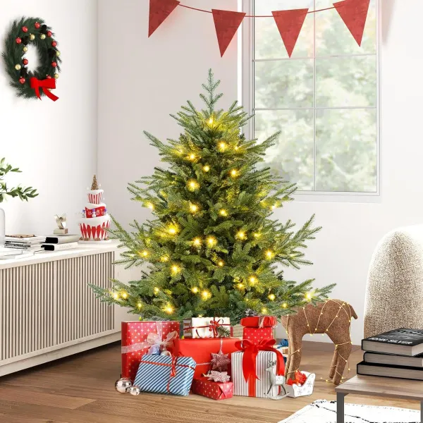 Sapin de Noël Artificiel Préclairé 135-240 cm avec 442-1480 Pointes et 160-450 Lumières LED