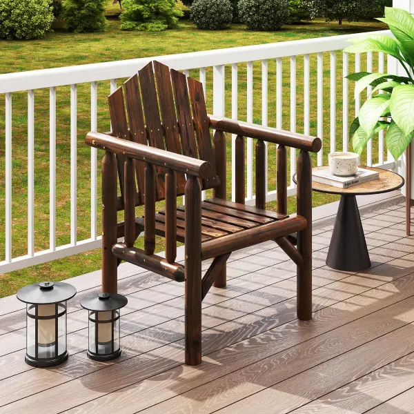 Fauteuil de Jardin en Bois Dossier Haut Incliné 66x62,5x98 cm Marron