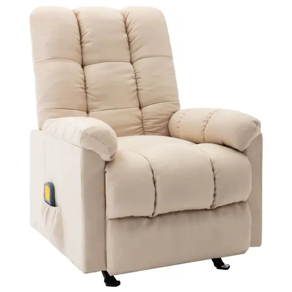 Poltrona de massagens reclinável tecido cor creme