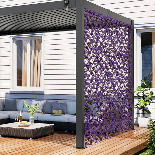 Painel de Vedação Extensível 180 x 90 cm Hera Artificial Eucalipto Roxo