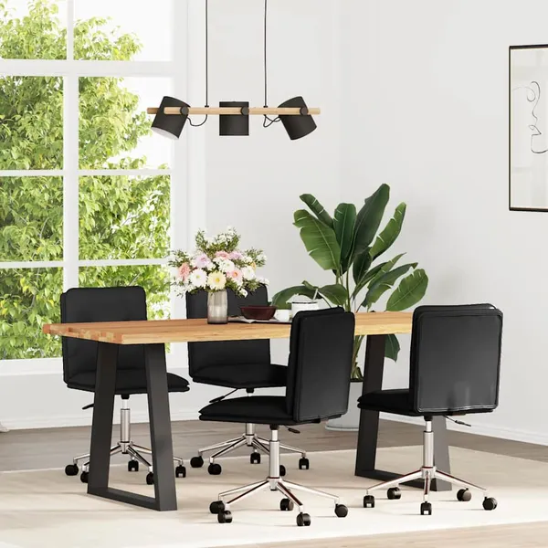 Cadeiras de jantar 4 pcs couro artificial preto