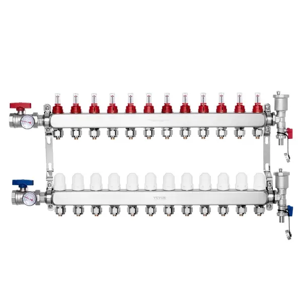 Colector calor radiante 12 ramos 1/2" PEX aço inoxidável