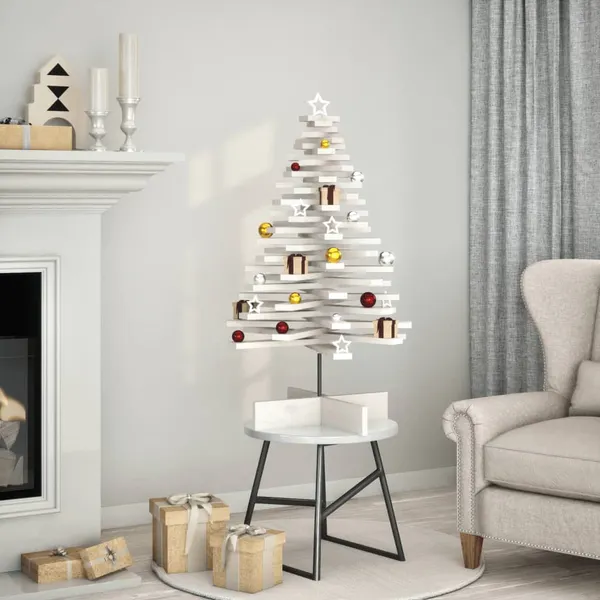 Árvore de Natal decorativa 100cm madeira de pinho maciça branco