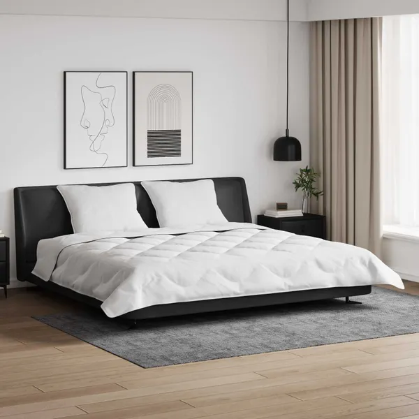 Duvet com Travesseiros 3 pcs Branco Microfibra e Penas de Ganso