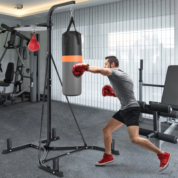 Suporte 2 em 1 para Saco de Boxe e Saco de Velocidade | Estrutura Metal