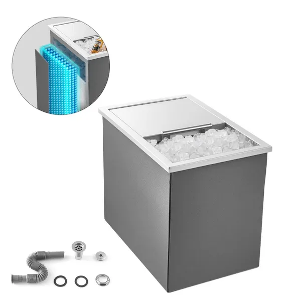 Arrefecedor gelo comercial 455x305x385mm, 27,1L aço inox