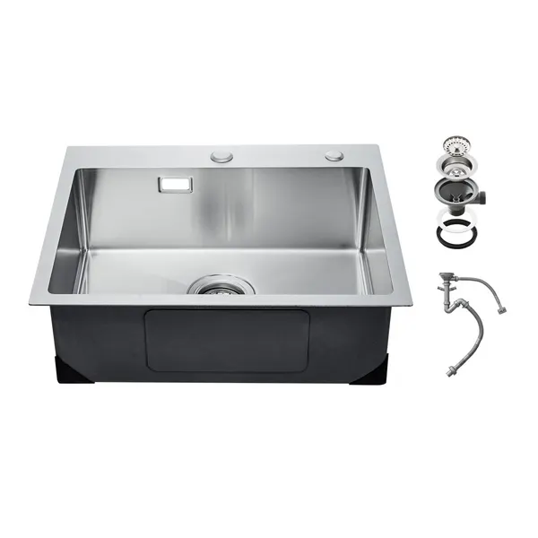 Pia cozinha 68 cm aço inox 304, cuba única, banca preparação e acessórios