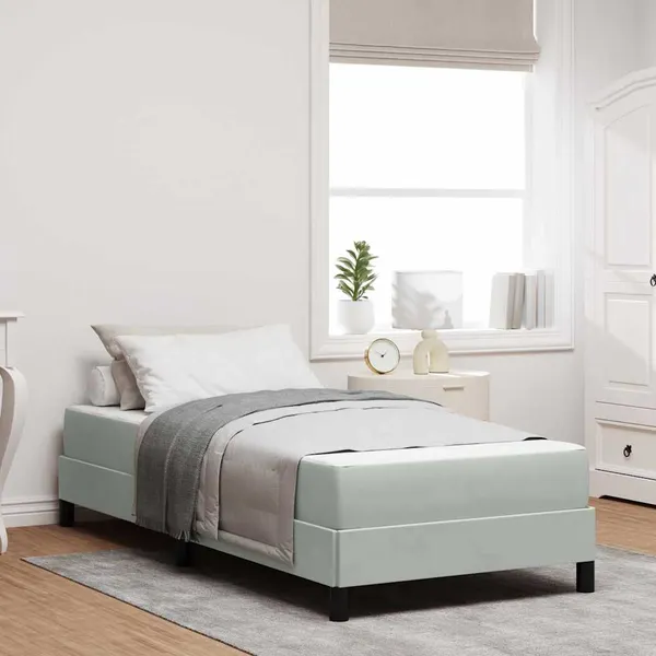Cama Box com colchão Cinzento-claro 80 x 220 cm tecido