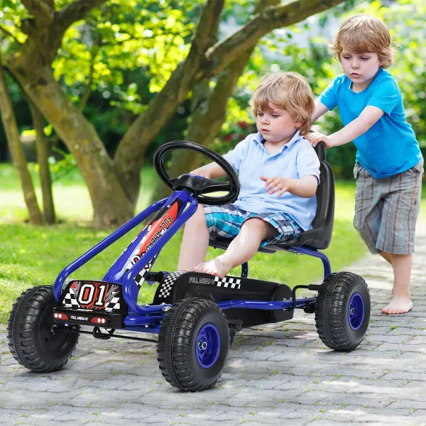 Go-Kart de Pedais para Crianças 92x50x53cm com Asiento Ajustável e Travão