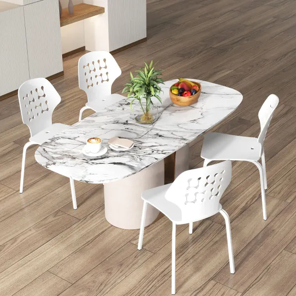 Conjunto de 4 Cadeiras de Jantar Modernas Metal com Encosto Vazado