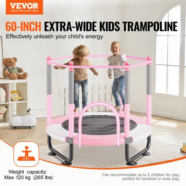 Trampolim infantil 60", rede segurança, cesto basquetebol