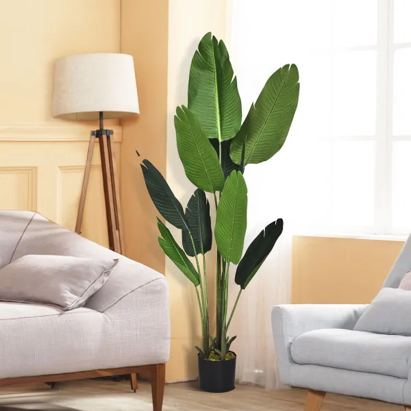 Palmeira Tropical Artificial com Vaso Preto 160 cm - 10 Folhas Realistas