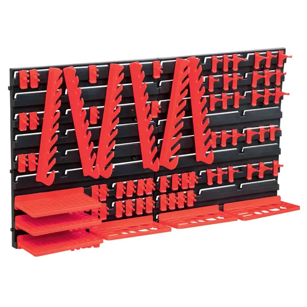 71 pcs Kit de arrumação com painéis de parede vermelho e preto