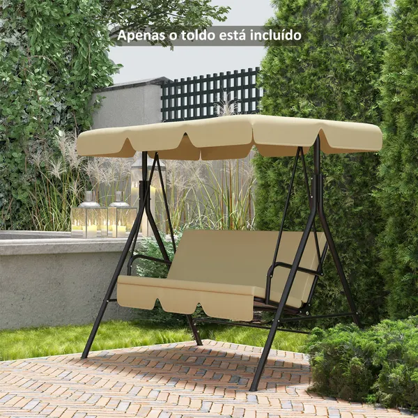 Toldo de reemplazo para Balocitos de 3 Lugares Toldo para Balocitos de Jardín con Tejido de Poliéster con Protección Solar 156x117x15 cm Bege
