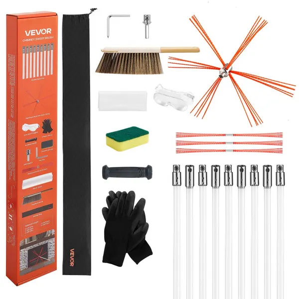 Kit limpeza de chaminé, comprimento extensível 30 pés