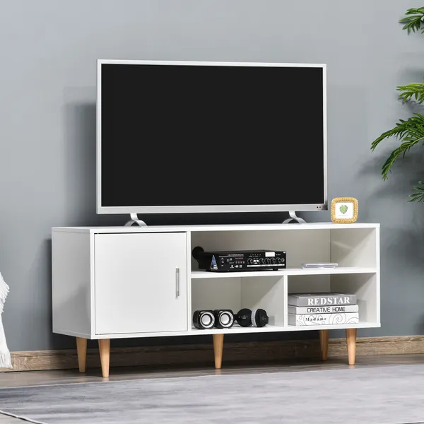 Mobile TV per TV fino a 60” Camera Moderna Mobile con Cabinet 3 scomparti 120x40x55cm Bianco