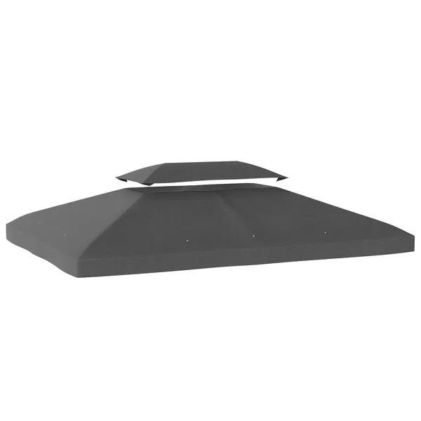 Teto de Reposición para Pérgola 4x3 m Cobertura Sustitución Teto Doble 10 Orifícios Drenaje Protección UV Sólo Teto Cinzento Escuro