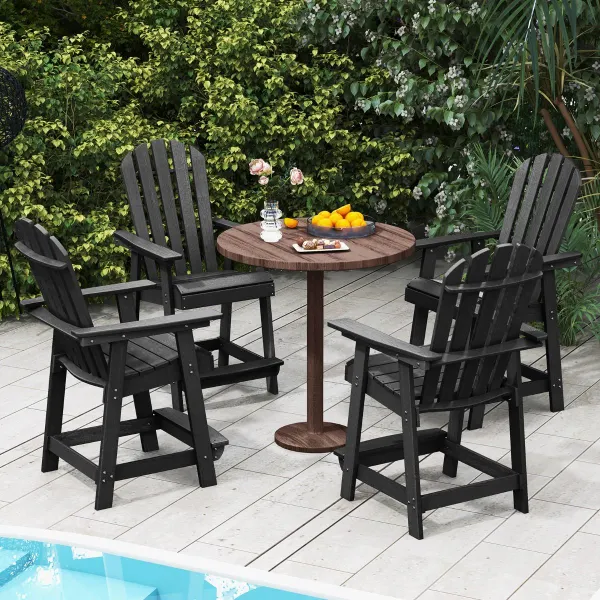 Chaise de Bar Haute Adirondack HDPE avec Accoudoirs et Repose-Pieds 70x85x119 cm