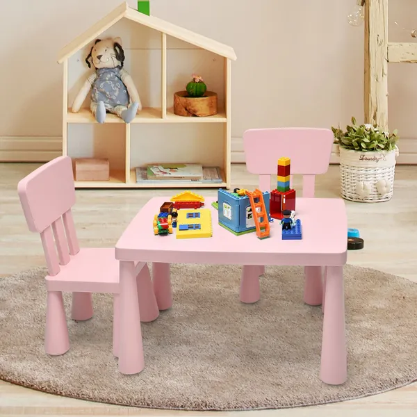 Conjunto Mesa y 2 Sillas Infantiles para Comer, Dibujar y Actividades 76,5x54,5x49,5cm